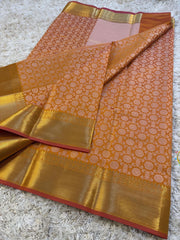 Vriksham Orange Katan Tanchoi Soft Silk Saree-VS4486