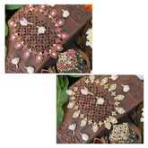 Vriksham Maanga Style Reversible Red White Kundan Jadau Neckpiece-Green Bead-J3306