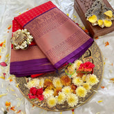 1000 Butta Pinkish Orange Silk Saree-Copper Zari-VS81 - VS81 - vrikshamindia