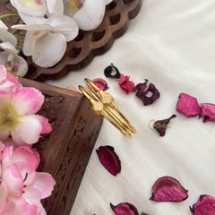 Vriksham Gold Look Alike Designer Kada Square White Stone Daily Wear Bangles-G18021