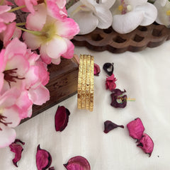 Vriksham Gold Look Alike Daily Wear Heart Design Thick Set Four Bangles-G18025