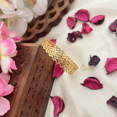 Vriksham Gold Look Alike Daily Wear Wave Design Thin Set Four Bangles-G18026