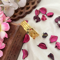 Vriksham Gold Look Alike Daily Wear Leaf Design Set Four Bangles-G18028