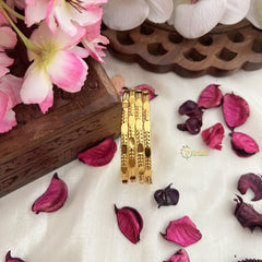 Vriksham Gold Look Alike Daily Wear Leaf Design Set Four Bangles-G18028