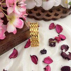 Vriksham Gold Look Alike Daily Wear Curve Design Set Four Bangles-G18033