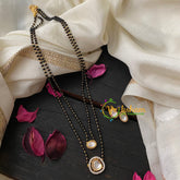 2 Layered Ad Stone Kundan Pendant Mangalsutra -Oblong Oval G4559 - G4559 - vrikshamindia