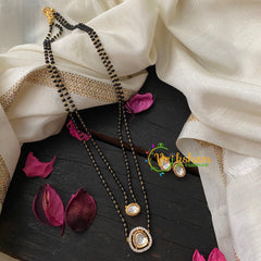 2 Layered Ad Stone Kundan Pendant Mangalsutra -Oblong Oval G4559 - G4559 - vrikshamindia