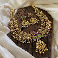 2 Layered Antique Temple Haram - Lakshmi Haram -Gold Bead -G10471 - G10471 - vrikshamindia