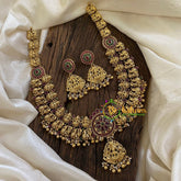 2 Layered Antique Temple Haram - Lakshmi Haram -Gold Bead -G10471 - G10471 - vrikshamindia