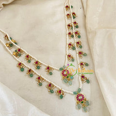 2 Layered Jadau Kundan Pearl Neckpiece -J1359 - J1359 - vrikshamindia