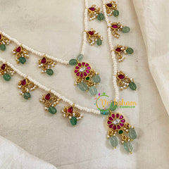2 Layered Jadau Kundan Pearl Neckpiece -J1359 - J1359 - vrikshamindia