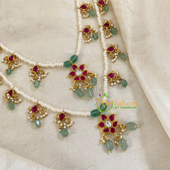 2 Layered Jadau Kundan Pearl Neckpiece -J1360 - J1360 - vrikshamindia