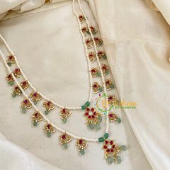 2 Layered Jadau Kundan Pearl Neckpiece -J1360 - J1360 - vrikshamindia