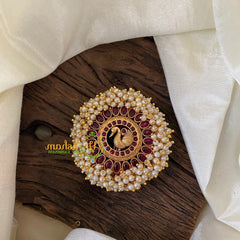 Antique Cluster Pearl Billai -Peacock-Red -G10215