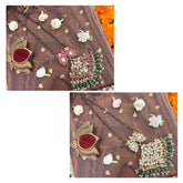 Vriksham Designer Floral Style With Two Maanga Pendant Kundan Jadau Reversible Magalsutra-Aqua Green Bead-J3450