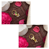 Vriksham Trio Style Red Green & White Kundan Reversible Jadau Septum Ring-Pearls-J4075