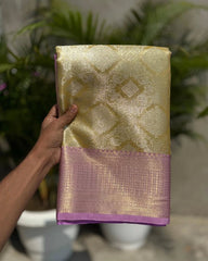 Vriksham Golden Yellow Tanchoi Tissue Silk Saree-VS4496