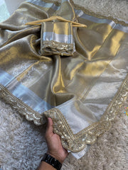 Vriksham Silver Katan Tanchoi Tissue Saree-VS4499