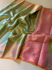 Vriksham Pista Tanchoi Tissue Silk Saree-VS4488