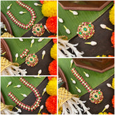 Vriksham Unique Leaf Style Floral Pendant Kundan Jadau Short Neckpiece-Removable Neckpiece-J4051