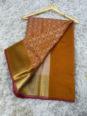 Vriksham Orange Katan Tanchoi Soft Silk Saree-VS4486