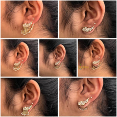 Vriksham Designer Wings AD Stone 3 In 1 Front Back Earrings-G19206