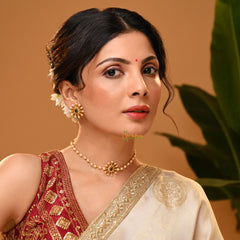 AD Stone Pearl High Neck Choker -Green -G5396