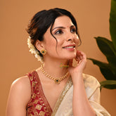 AD Stone Pearl High Neck Choker -Red-G7289