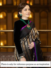 Vriksham Nita Ambani Black Katan Tanchoi Soft Silk Saree-VS4503