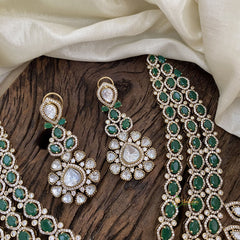 Glamorous Bridal Victorian Diamond High Neck Choker - Green - VV1319