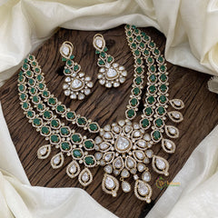 Glamorous Bridal Victorian Diamond High Neck Choker - Green - VV10729
