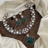 Victorian Diamond Pendant Neckpiece - Green - VV1339