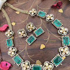 Elegant Green Victorian Diamond Neckpiece-VV1779