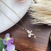 Vriksham White Stone Butterfly Pendant Anti Tarnish Stainless Steel Necklace Chain-G17674