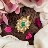 Vriksham Heritage Tortoise Gold Plated With Mint Green Accents Kumkum-G21872