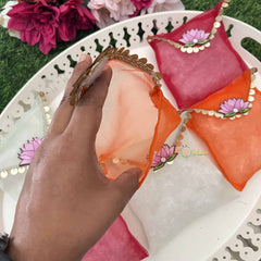 Vriksham Traditional Lotus Motif Gift Bags-Elegant Festive Packaging-(Pack of 6)-RG353