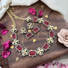 Elegant Red Victorian Diamond Neckpiece-VV1776
