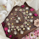 Stylish Floral Ruby Red Victorian Diamond Haram-VV1761