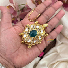 Vriksham Heritage Tortoise Gold Plated With Green Accents Kumkum-G21871