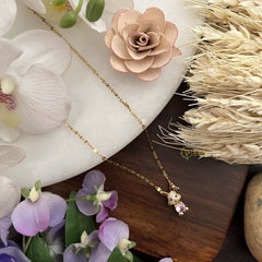 Vriksham AD Stone Bunny Pendant Anti Tarnish Stainless Steel Necklace Chain-G17667