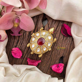 Vriksham Heritage Tortoise Gold Plated With Ruby Accents Kumkum-G21837