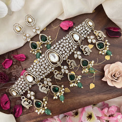 Exclusive Victorian Diamond High Neck Choker-Green-VV1959