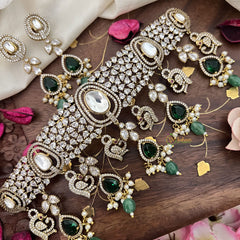 Exclusive Victorian Diamond High Neck Choker-Green-VV1959