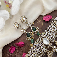 Exclusive Victorian Diamond High Neck Choker-Green-VV1959