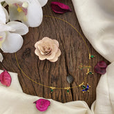 Vriksham Designer Diya Pendant Invisible Chain-Blue Green-G16973