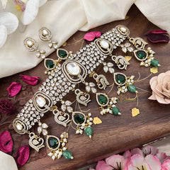 Exclusive Victorian Diamond High Neck Choker-Green-VV1959