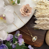 Vriksham Evil Eye Crown Pendant Anti Tarnish Stainless Steel Necklace Chain-G17693