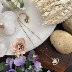 Vriksham Evil Eye Crown Pendant Anti Tarnish Stainless Steel Necklace Chain-G17693