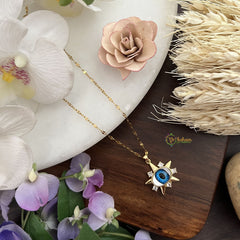 Vriksham 5 Star Evil Eye Pendant Anti Tarnish Stainless Steel Necklace Chain-G17697