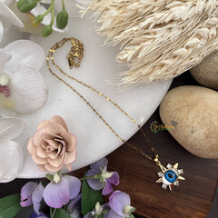 Vriksham 5 Star Evil Eye Pendant Anti Tarnish Stainless Steel Necklace Chain-G17697